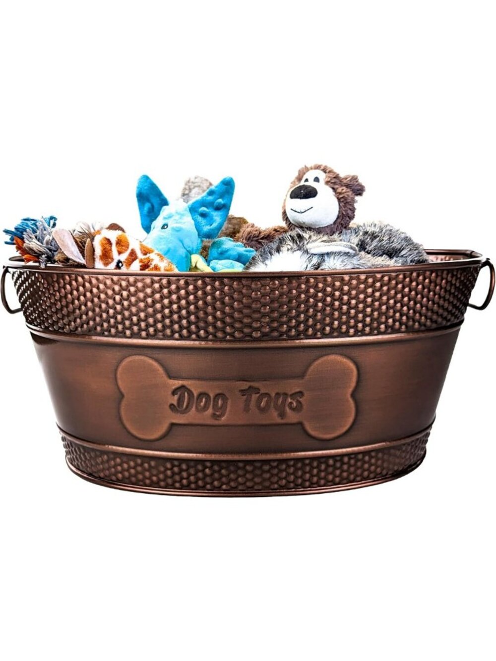 Stylish Copper Pet Storage Bin with Handles - Durable Dog Toy Organizer